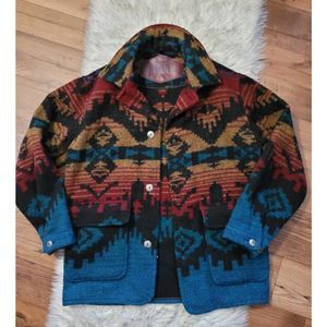 Vintage Woolrich Aztec Wool Coat, Men's Medium